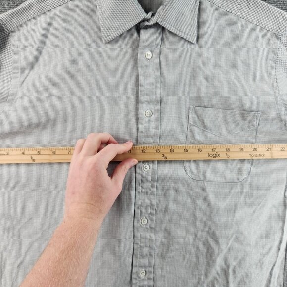 Faconnable USA Cotton Check Large 16.5 Black Shirt Men Button Up French Cuff - Picture 13 of 16